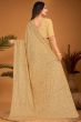 Light Gold Embroidered Georgette Partywear Saree