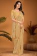 Light Gold Embroidered Georgette Partywear Saree