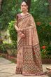 Brown Printed Organza Silk Saree