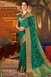 Bottle Green Woven Organza Broad Border Saree