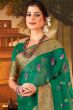 Bottle Green Woven Organza Broad Border Saree