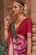 Bottle Green Printed Broad Border Silk Saree