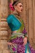 Plum Purple Printed Broad Border Silk Saree