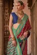 Tango Red Printed Broad Border Silk Saree