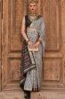 Grey Printed Broad Border Silk Saree