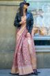 Baby Pink Organza Floral Print Saree