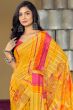 Yellow Printed Saree in Silk