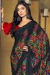 Dusty Black Printed Silk Saree