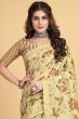 Light Yellow Floral Printed Chinnon Saree