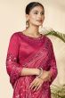 Ruby Pink Printed Silk Saree