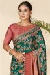 Bottle Green Printed Silk Saree