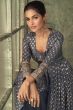 Grey Viscose Foil Print Anarkali Suit With Embroidery