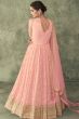 Pink Viscose Foil Print Anarkali Suit With Embroidery