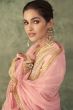 Pink Viscose Foil Print Anarkali Suit With Embroidery