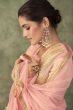 Pink Viscose Foil Print Anarkali Suit With Embroidery