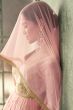 Pink Viscose Foil Print Anarkali Suit With Embroidery
