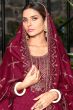 Magenta Rayon Heavy Zari Embroidery Kurta Set