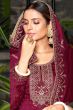 Magenta Rayon Heavy Zari Embroidery Kurta Set