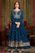 Peacock Blue Georgette Embroidered Salwar Kameez Suit