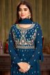 Peacock Blue Georgette Embroidered Salwar Kameez Suit
