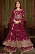 Burgundy Georgette Embroidered Salwar Kameez Suit