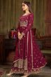 Burgundy Georgette Embroidered Salwar Kameez Suit