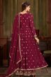 Burgundy Georgette Embroidered Salwar Kameez Suit