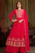Bright Red Georgette Embroidered Salwar Kameez Suit
