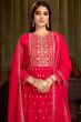 Bright Red Georgette Embroidered Salwar Kameez Suit