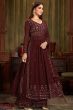 Maroon Georgette Embroidered Salwar Kameez Suit