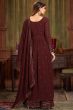 Maroon Georgette Embroidered Salwar Kameez Suit
