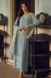 Blue Muslin Embroidered Salwar Kameez