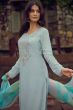 Sky Blue Muslin Embroidered Salwar Kameez