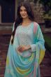 Sky Blue Muslin Embroidered Salwar Kameez