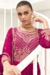 Magenta Pink Silk Embroidered Anarkali Suit 
