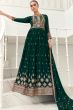 Bottle Green Silk Embroidered Anarkali Suit 