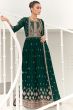 Bottle Green Silk Embroidered Anarkali Suit 