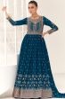 Blue Silk Embroidered Anarkali Suit 