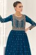 Blue Silk Embroidered Anarkali Suit 