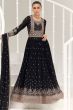 Black Silk Embroidered Anarkali Suit 
