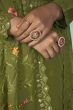 Olive Green Embroidered Organza Kurta Set with Sequins