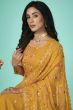 Mustard Yellow Embroidered Organza Kurta Set with Sequins