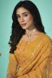 Mustard Yellow Embroidered Organza Kurta Set with Sequins
