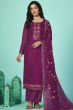 Purple Embroidered Organza Kurta Set with Sequins