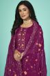 Purple Embroidered Organza Kurta Set with Sequins