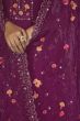 Purple Embroidered Organza Kurta Set with Sequins