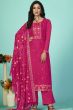 Pink Embroidered Organza Kurta Set with Sequins