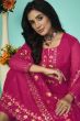 Pink Embroidered Organza Kurta Set with Sequins