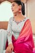 Light Cyan Embroidered Georgette Palazzo Suit