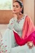 Light Cyan Embroidered Georgette Palazzo Suit